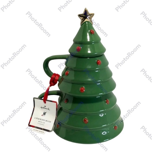 Hallmark Stacking Mug Christmas Tree Green Ceramic 10.5" New - Picture 1 of 5
